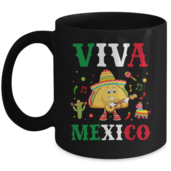 Mexican Viva Mexico Independence Day Flag Taco Kids Women Mug 11oz Mug Black front 600x 1.jpg