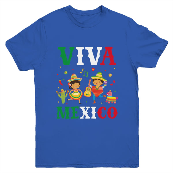 Viva Mexico Boy Girl Maracas Guitar Mexican Independence Kid Youth Youth T Shirt Royal 600x.jpg