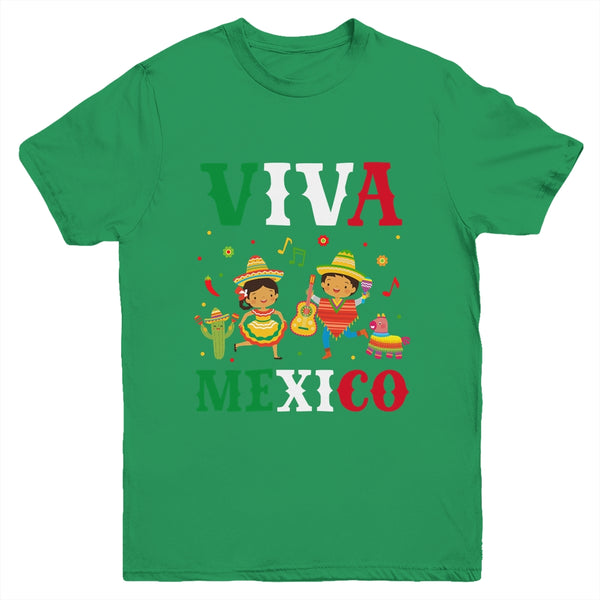 Viva Mexico Boy Girl Maracas Guitar Mexican Independence Kid Youth Youth T Shirt Irish Green 600x.jpg