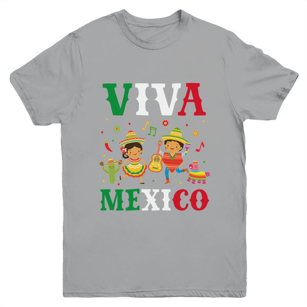 Viva Mexico Boy Girl Maracas Guitar Mexican Independence Kid Youth Youth T Shirt Sport Grey 600x.jpg