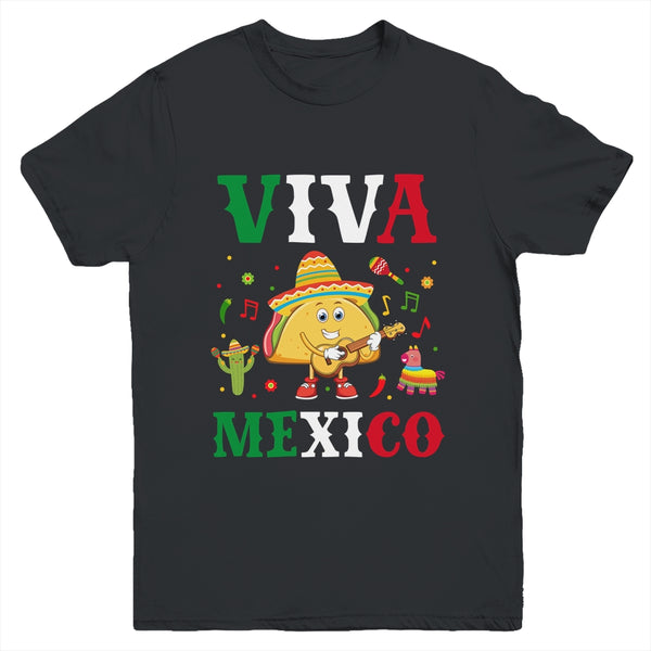 Mexican Viva Mexico Independence Day Flag Taco Kids Women Youth Youth T Shirt Black 600x 1.jpg