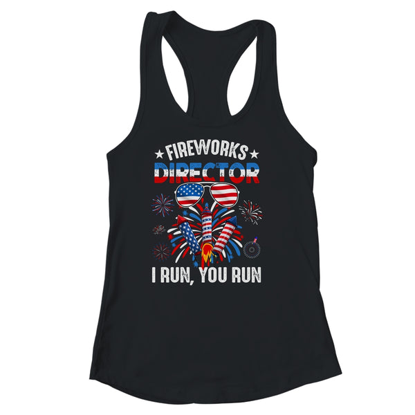 Fireworks Director If I Run You Run Funny 4th Of July Women s Ideal Racerback Tank Black 600x.jpg