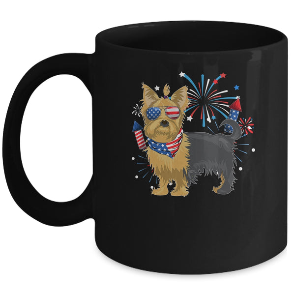 Yorkie Dog American USA Flag 4th of July Men women Lover Mug 11oz Mug Black front 600x.jpg