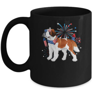 Saint Bernard Dog American USA Flag 4th of July women Lover Mug 11oz Mug Black front 600x.jpg
