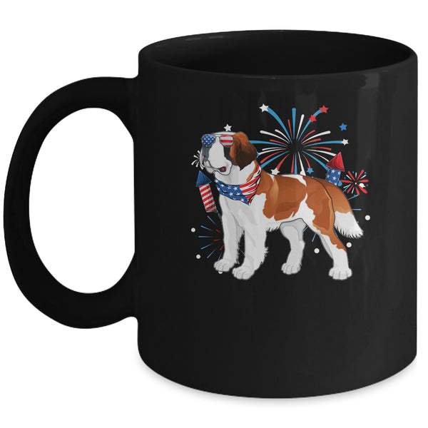 Saint Bernard Dog American USA Flag 4th of July women Lover Mug 11oz Mug Black front 600x.jpg