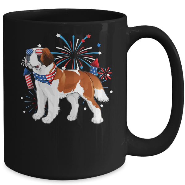 Saint Bernard Dog American USA Flag 4th of July women Lover Mug 15oz Mug Black back 600x.jpg