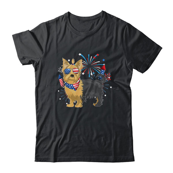 Yorkie Dog American USA Flag 4th of July Men women Lover Classic T Shirt Black 600x.jpg