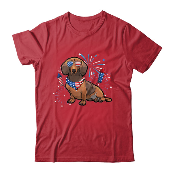 Dachshund Dog American USA Flag 4th of July Men women Lover Classic T Shirt Red 600x.jpg