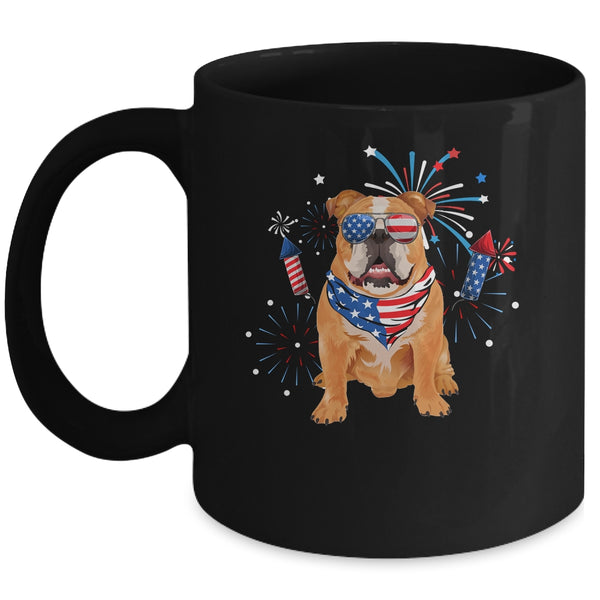 Bulldog Dog American USA Flag 4th of July Men women Lover Mug 11oz Mug Black front 600x.jpg