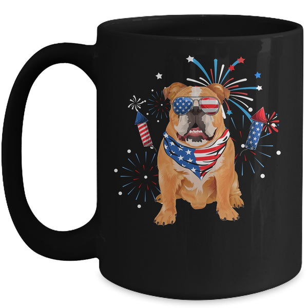 Bulldog Dog American USA Flag 4th of July Men women Lover Mug 15oz Mug Black front 600x.jpg