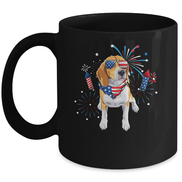Beagle Dog American USA Flag 4th of July Men women Lover Mug 11oz Mug Black front 600x.jpg