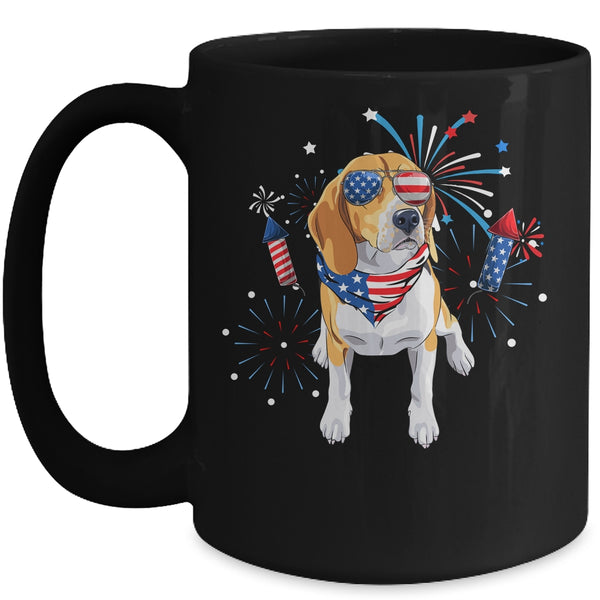 Beagle Dog American USA Flag 4th of July Men women Lover Mug 15oz Mug Black front 600x.jpg