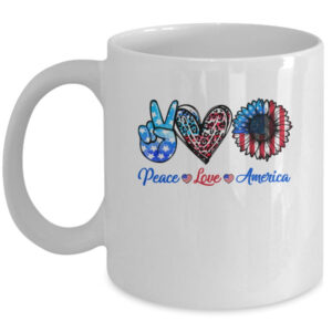 Peace Love America Sunflower Funny 4th Of July Fireworks Mug 11oz Mug White front 600x.jpg