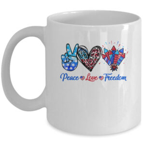 Peace Love Freedom 4th Of July Us Flag Fireworks Mug 11oz Mug White front 600x.jpg