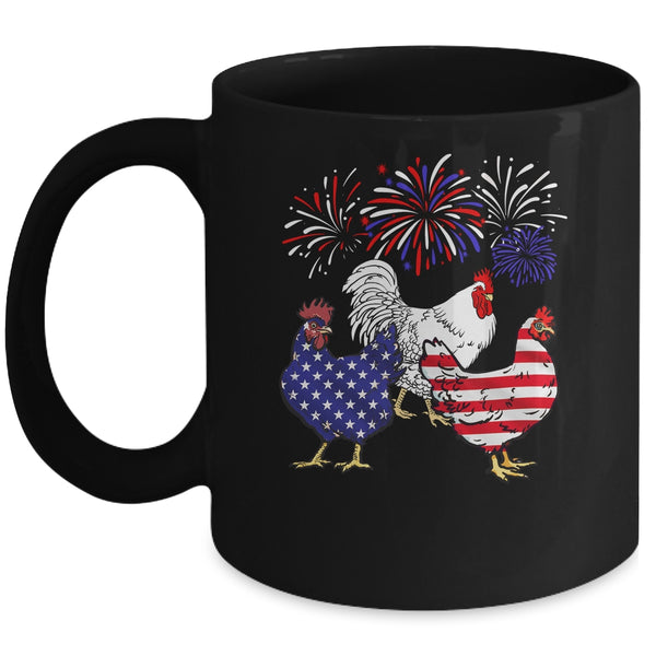 Funny Chickens American Flag Patriotic Farmer 4th Of July Mug 11oz Mug Black front 600x.jpg