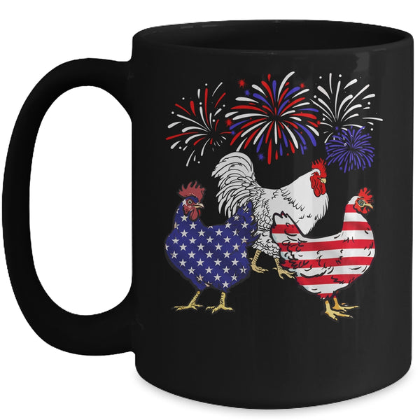 Funny Chickens American Flag Patriotic Farmer 4th Of July Mug 15oz Mug Black front 600x.jpg