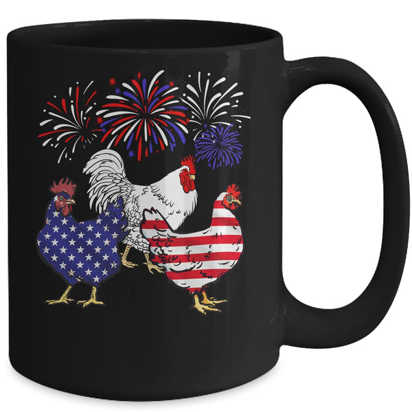 Funny Chickens American Flag Patriotic Farmer 4th Of July Mug 15oz Mug Black back 600x.jpg