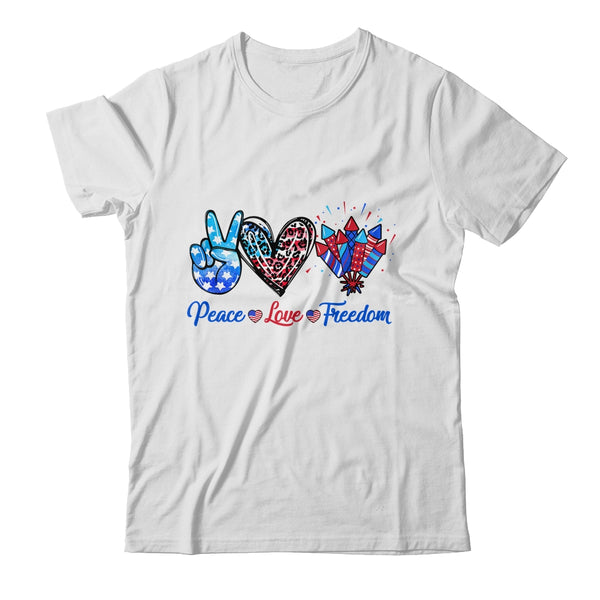 Peace Love Freedom 4th Of July Us Flag Fireworks Classic T Shirt White 600x.jpg