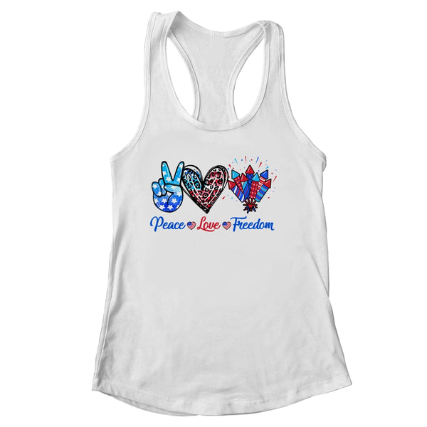Peace Love Freedom 4th Of July Us Flag Fireworks Women s Ideal Racerback Tank White 600x.jpg