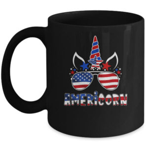 Americorn Unicorn 4th of July Girls Kids American Mug 11oz Mug Black front 600x.jpg