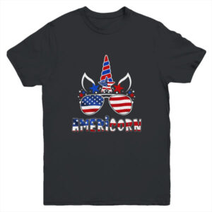Americorn Unicorn 4th of July Girls Kids American Youth Youth T Shirt Black 600x.jpg