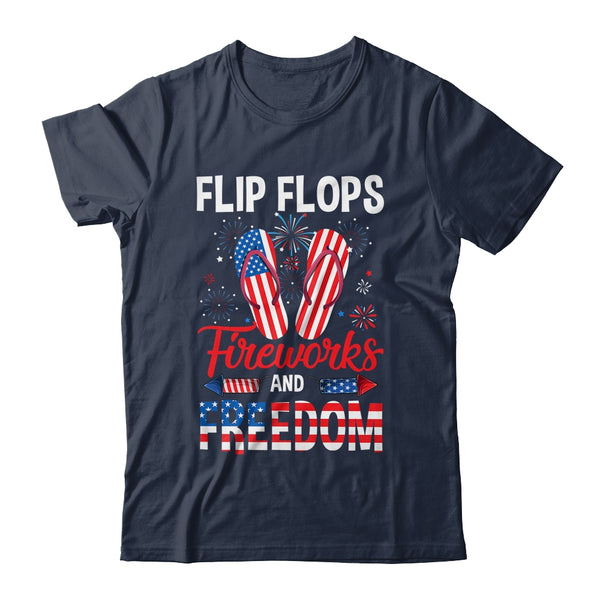 Flip Flop Fireworks And Freedom Independence Day July of 4th Classic T Shirt Navy 600x.jpg