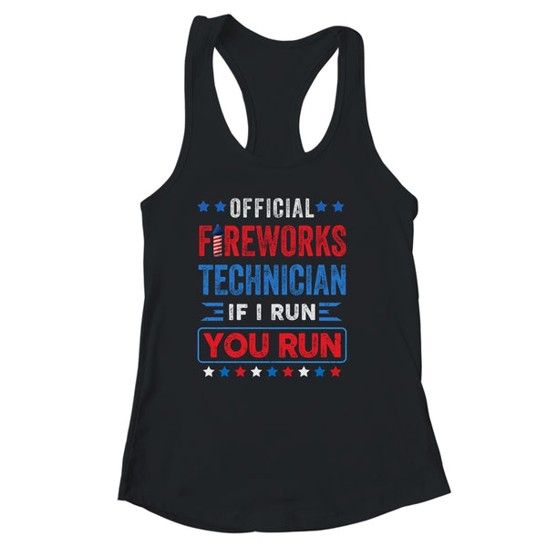 Official Firework Technician if I Run You Run 4th July Funny Women s Ideal Racerback Tank Black 600x 1.jpg