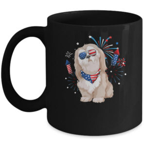 Shih Tzu Dog American USA Flag 4th of July Men women Lover Mug 11oz Mug Black front 600x.jpg