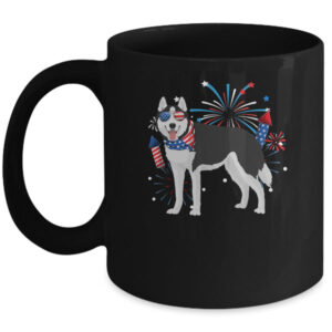 Siberian Husky Dog American USA Flag 4th of July women Lover Mug 11oz Mug Black front 600x.jpg