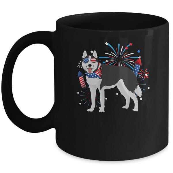 Siberian Husky Dog American USA Flag 4th of July women Lover Mug 11oz Mug Black front 600x.jpg