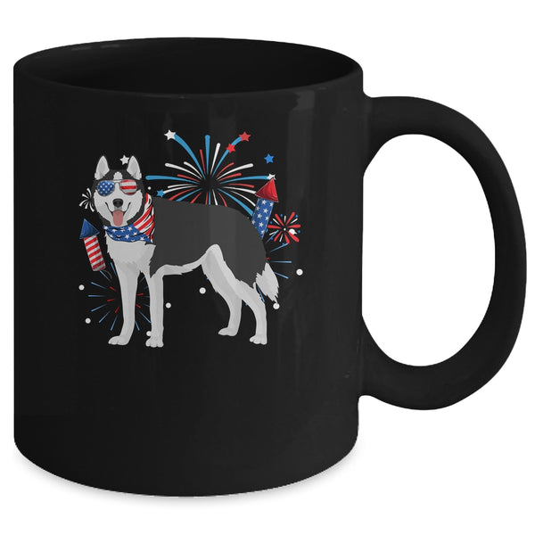 Siberian Husky Dog American USA Flag 4th of July women Lover Mug 11oz Mug Black back 600x.jpg