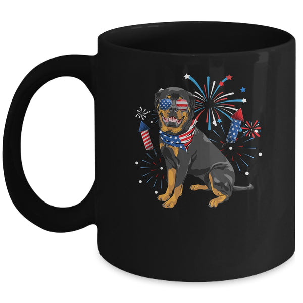 Rottweiler Dog American USA Flag 4th of July Men women Lover Mug 11oz Mug Black front 600x.jpg