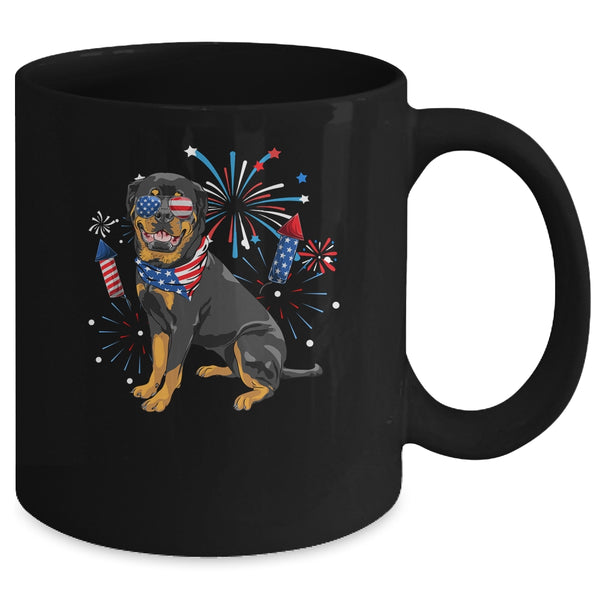 Rottweiler Dog American USA Flag 4th of July Men women Lover Mug 11oz Mug Black back 600x.jpg