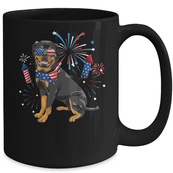 Rottweiler Dog American USA Flag 4th of July Men women Lover Mug 15oz Mug Black back 600x.jpg