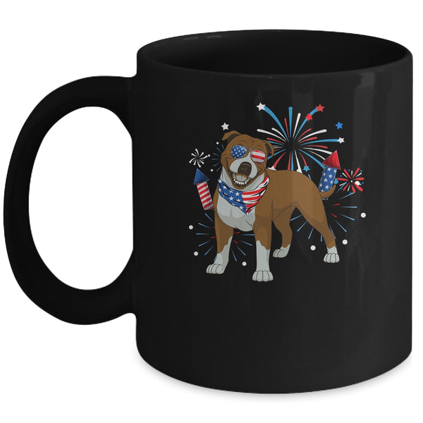 Pitbull Dog American USA Flag 4th of July Men women Lover Mug 11oz Mug Black front 600x.jpg