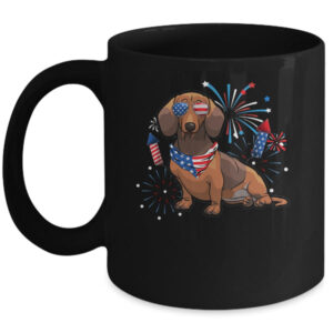 Dachshund Dog American USA Flag 4th of July Men women Lover Mug 11oz Mug Black front 600x.jpg