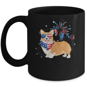 Corgi Dog American USA Flag 4th of July Men women Lover Mug 11oz Mug Black front 600x.jpg