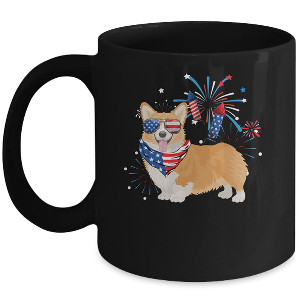 Corgi Dog American USA Flag 4th of July Men women Lover Mug 11oz Mug Black front 600x.jpg