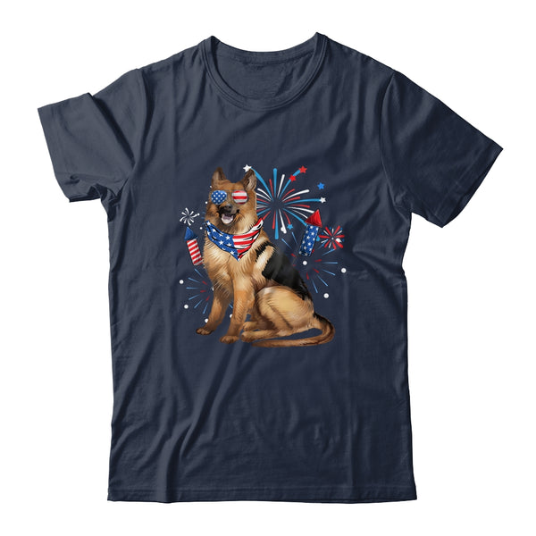 German Shepherd Dog American USA Flag 4th of Jul women Lover Classic T Shirt Navy 600x.jpg