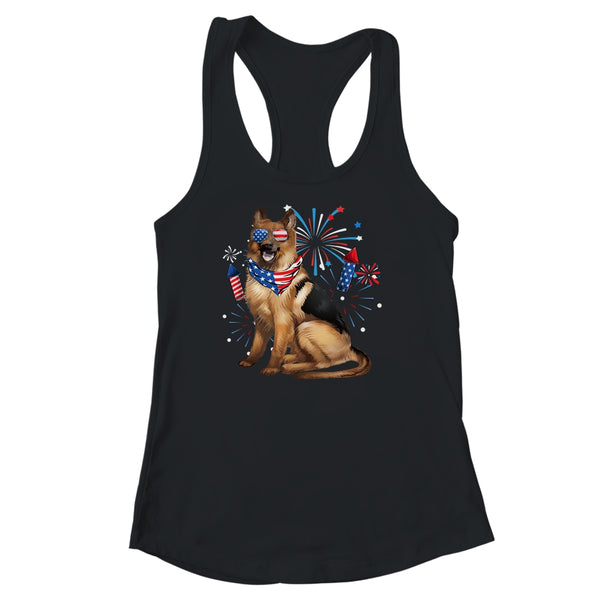 German Shepherd Dog American USA Flag 4th of Jul women Lover Women s Ideal Racerback Tank Black 600x.jpg