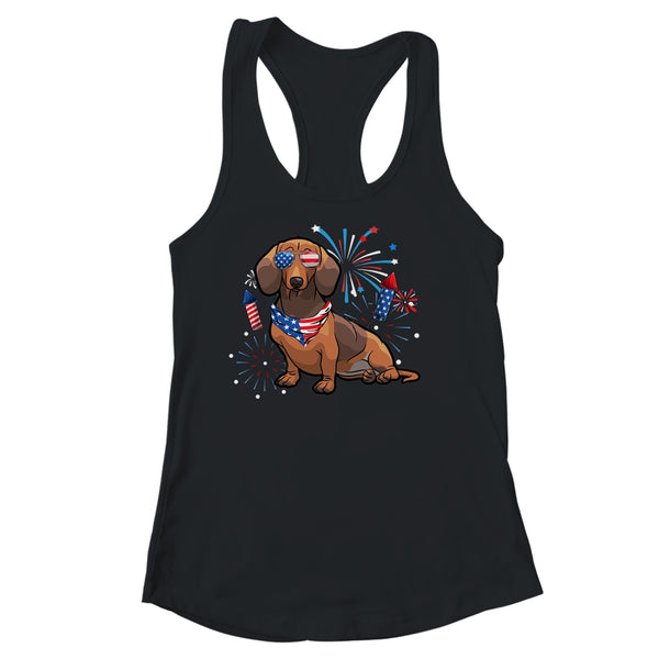 Dachshund Dog American USA Flag 4th of July Men women Lover Women s Ideal Racerback Tank Black 600x 1.jpg
