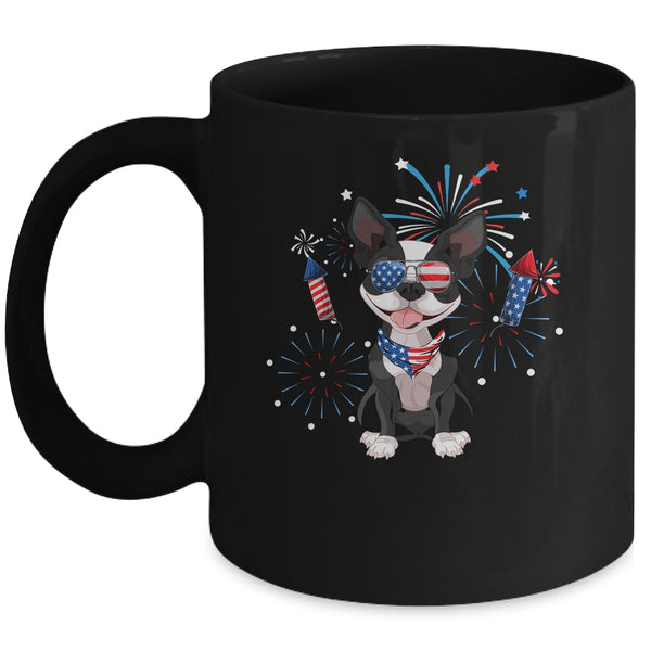 Boston Terrier Dog American USA Flag 4th of July Lover Mug 11oz Mug Black front 600x.jpg