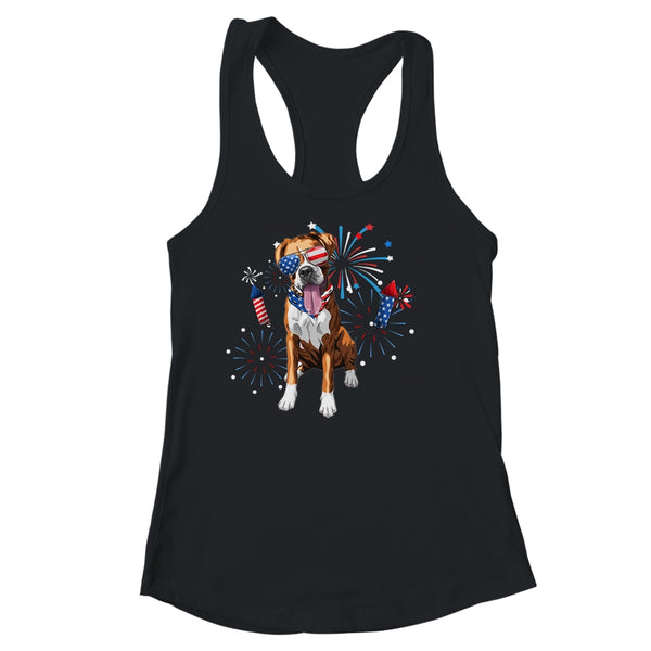 Boxer Dog American USA Flag 4th of July Men women Lover Women s Ideal Racerback Tank Black 600x.jpg