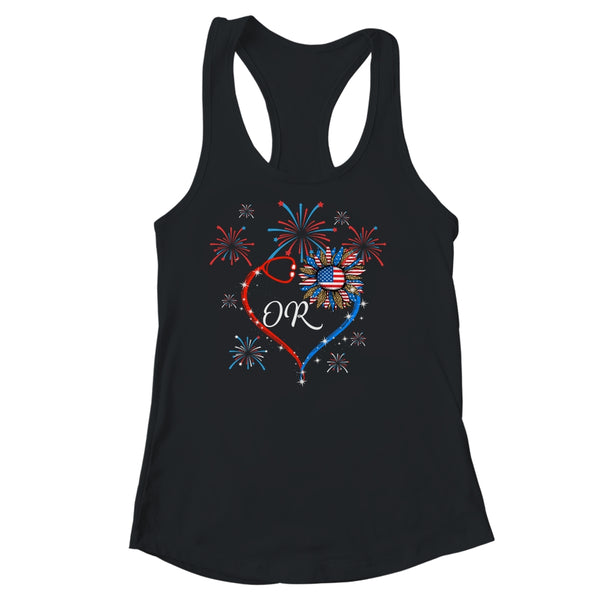 Patriotic OR Nurse 4th Of July American Flag Sunflower Love Women s Ideal Racerback Tank Black 600x.jpg