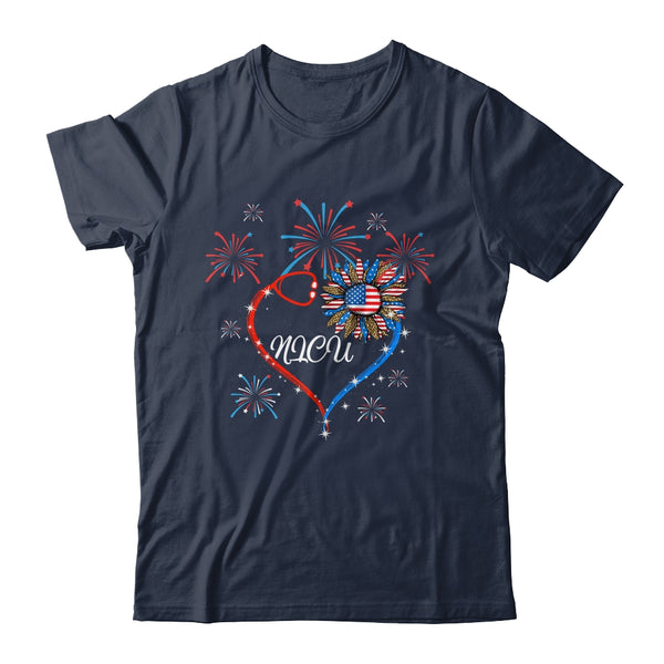 Patriotic NICU Nurse 4th Of July American Flag Sunflower Love Classic T Shirt Navy 600x 1.jpg