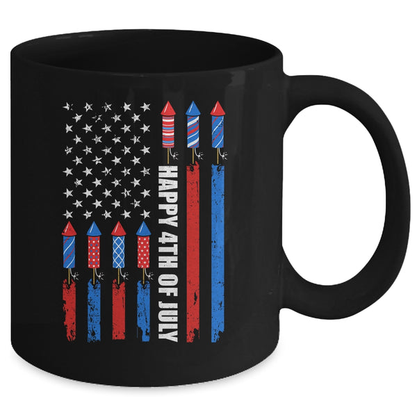 Happy 4th Of July American Flag Fireworks Patriotic Mug 11oz Mug Black back 600x.jpg