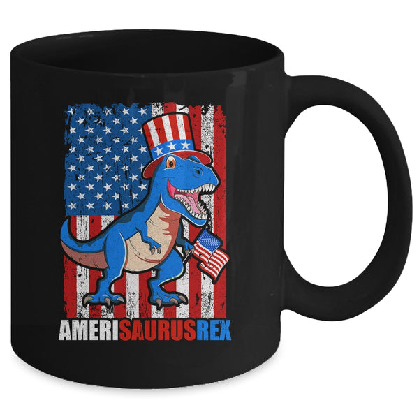 Dinosaur 4th of July Kids Boys Men Amerisaurus T Rex Funny Mug 11oz Mug Black back 600x.jpg