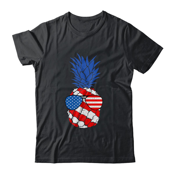 Hawaiian Pineapple American Flag Sunglasses 4th of July Classic T Shirt Black 600x.jpg