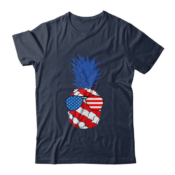 Hawaiian Pineapple American Flag Sunglasses 4th of July Classic T Shirt Navy 600x.jpg