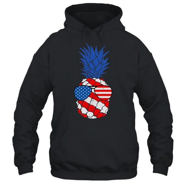 Hawaiian Pineapple American Flag Sunglasses 4th of July Pullover Hoodie Black 600x.jpg